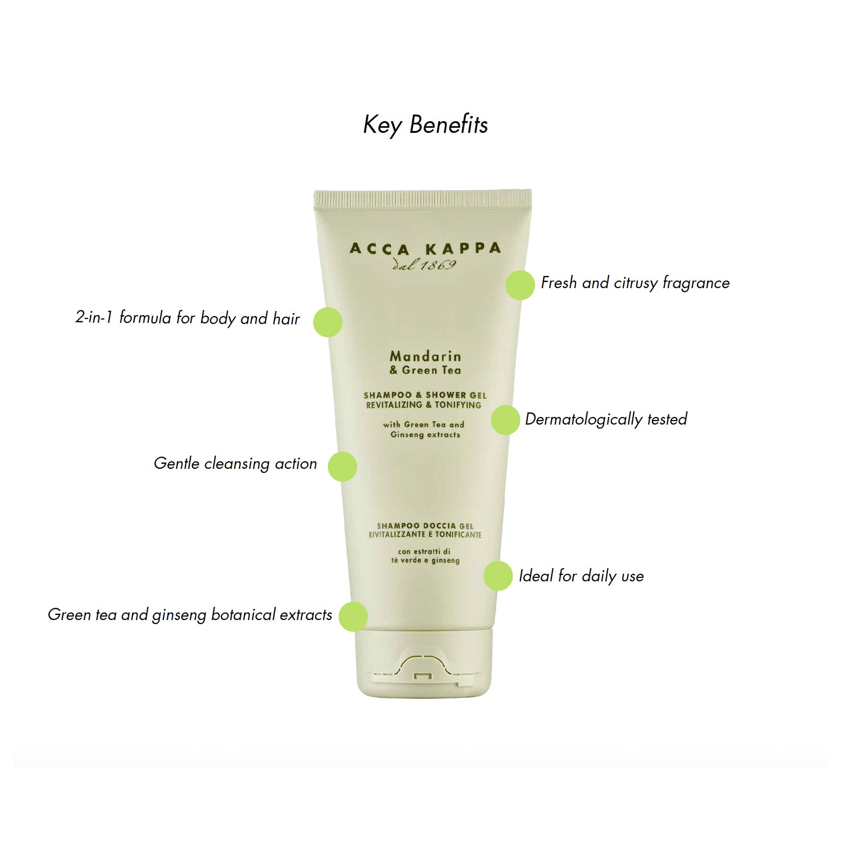 ACCA KAPPA · MANDARIN & GREEN TEA SHAMPOO & SHOWER GEL 200ML