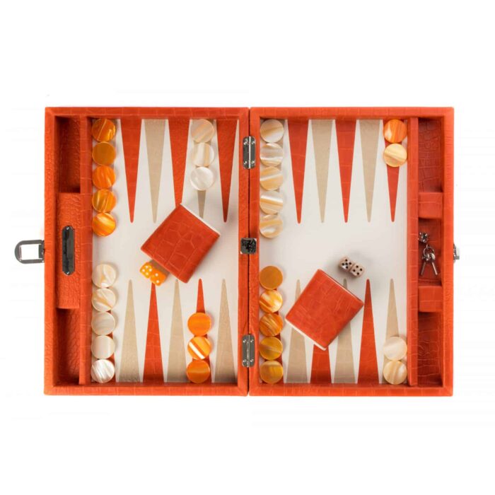 HECTOR SAXE · BACKGAMMON MEDIUM [ORANGE CROCO] - Afbeelding 2
